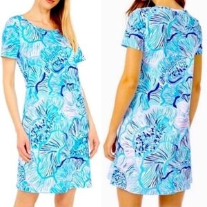 Lilly Pulitzer Blue Fishful Thinking Cody Pima Cotton Jersey Dress Women's XS